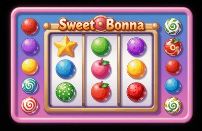 Sweet Bonanza Slot Screenshot mit bunten S&uuml;&szlig;igkeiten von Pragmatic Play